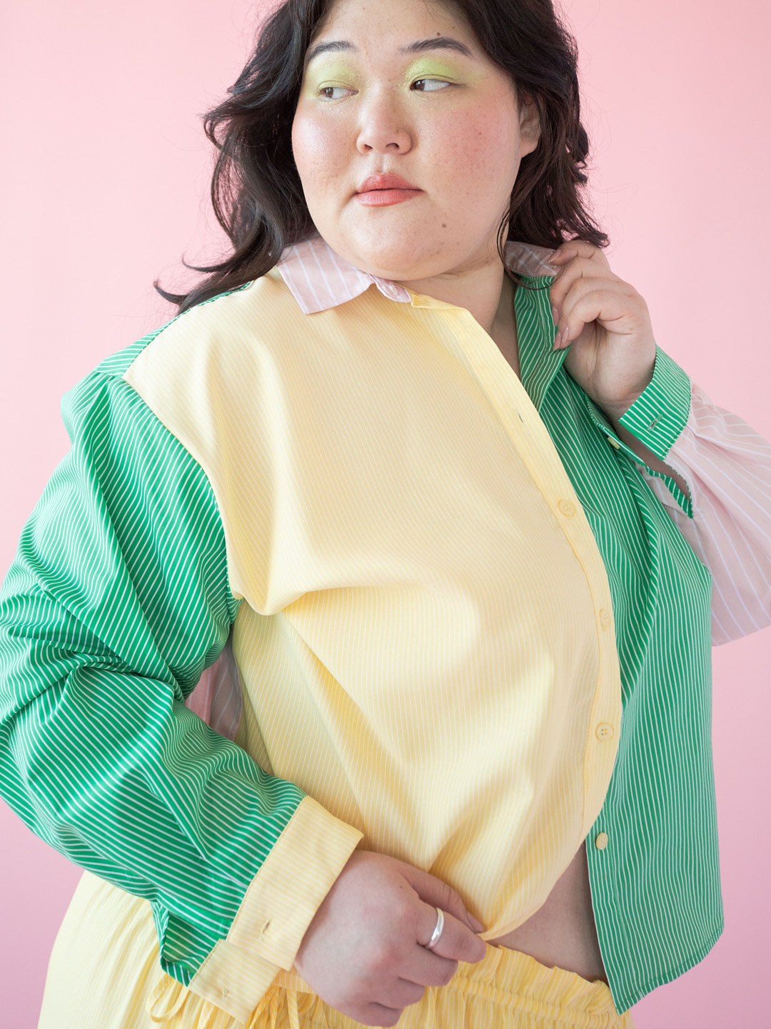 Amy Long Sleeve Button Up - Soft Stripe