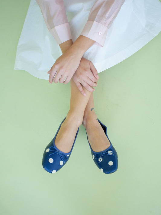 Matilda Flat - Navy Dot
