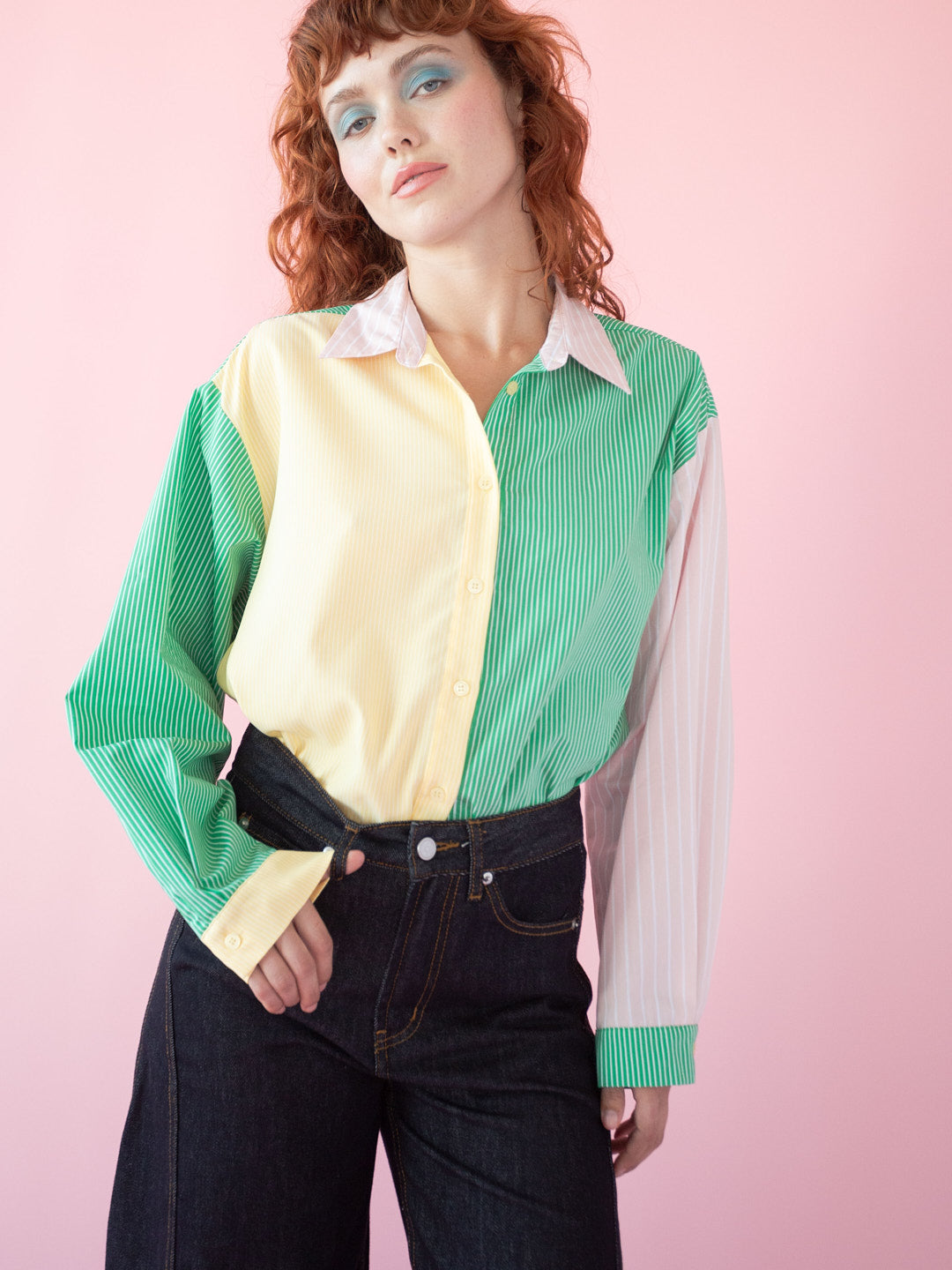 Amy Long Sleeve Button Up - Soft Stripe