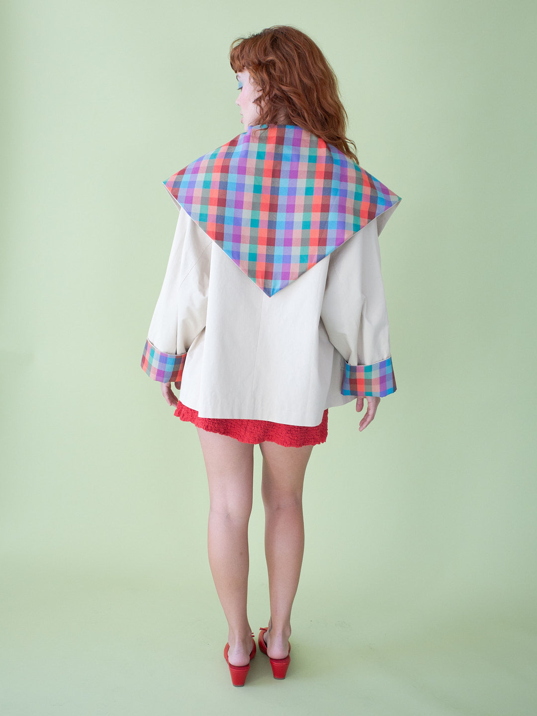 Olson Cropped Trench - Colorburst Plaid