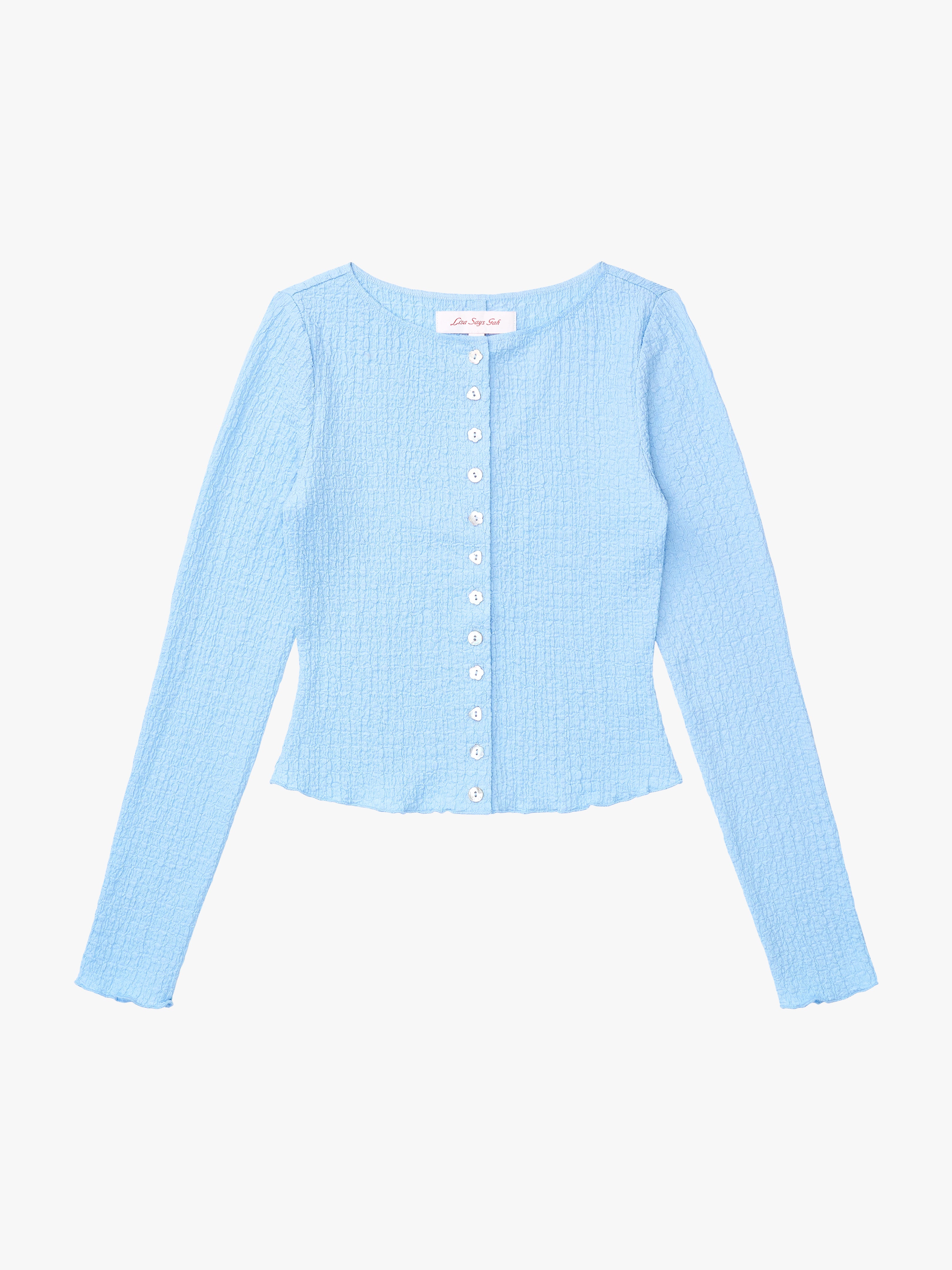 トップス Andmary Paula lacey chiffon tops blue ANDMARY】Paula lacey chiffon tops