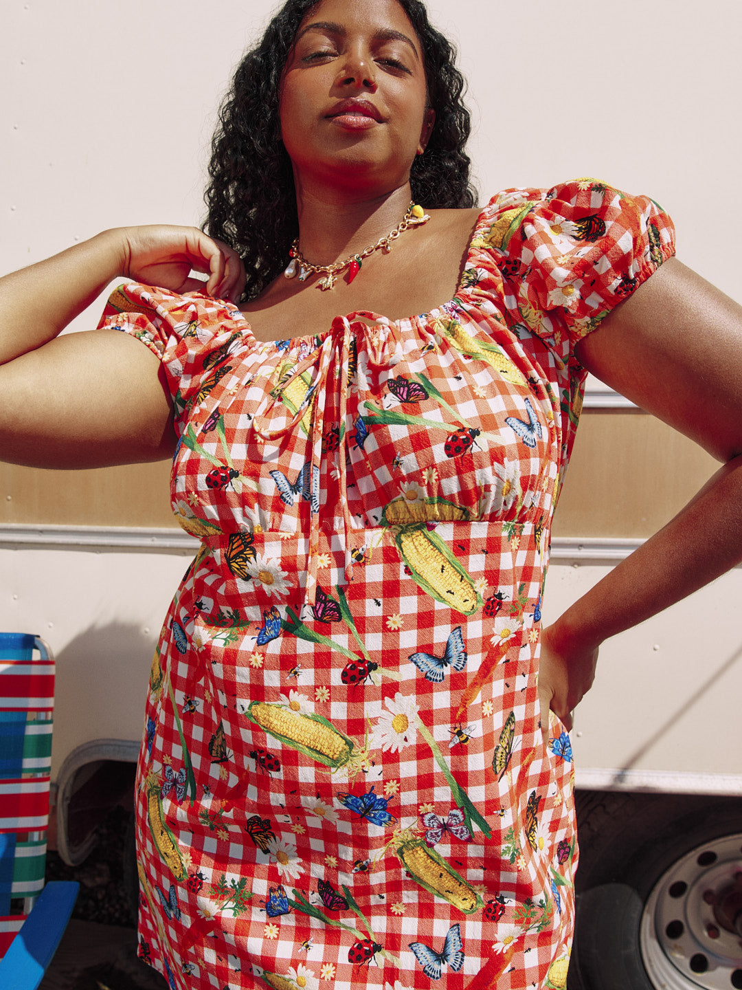 Suzy Dress - Garden Critters Gingham