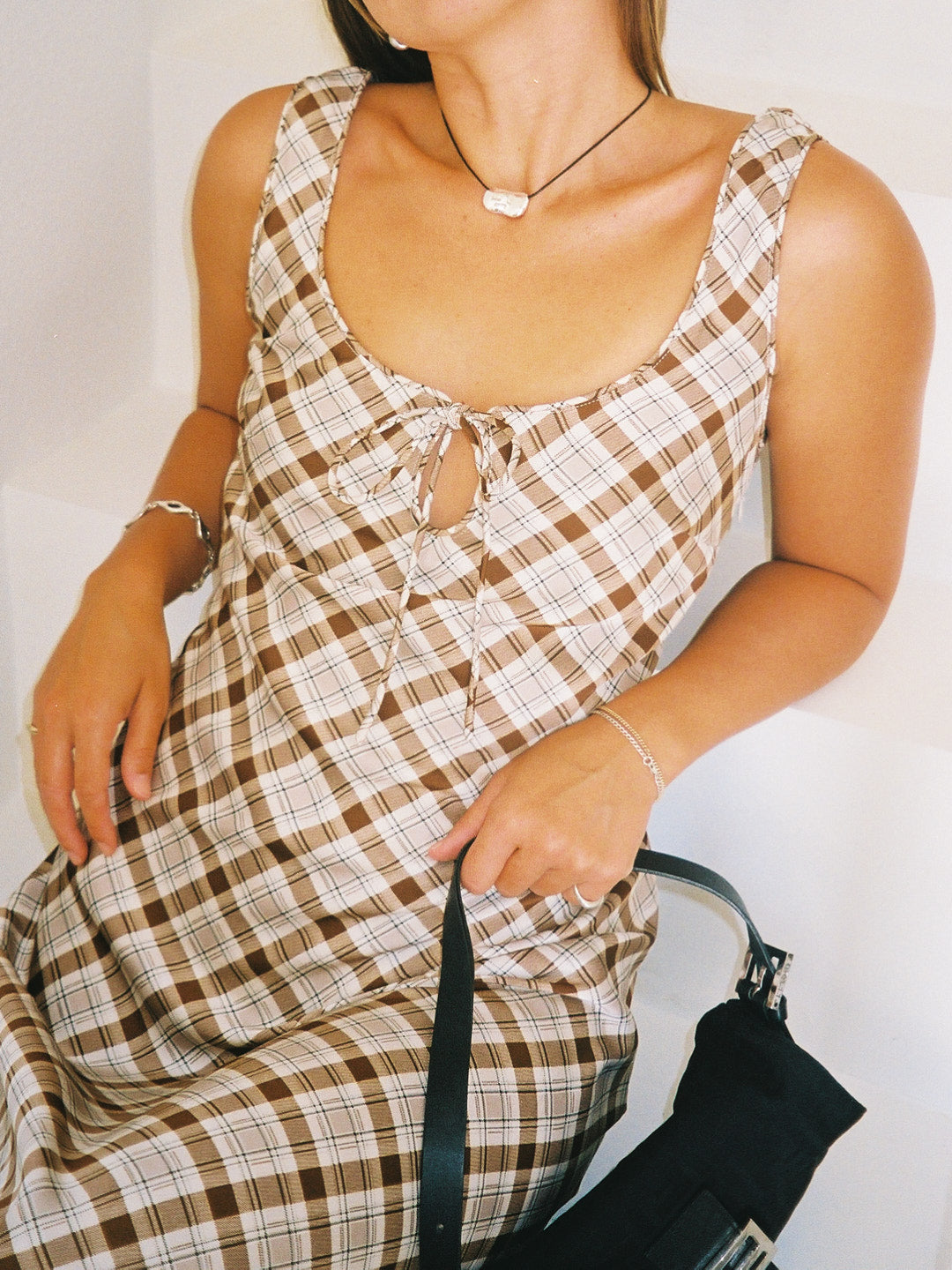 Tabitha Dress - Tan Plaid