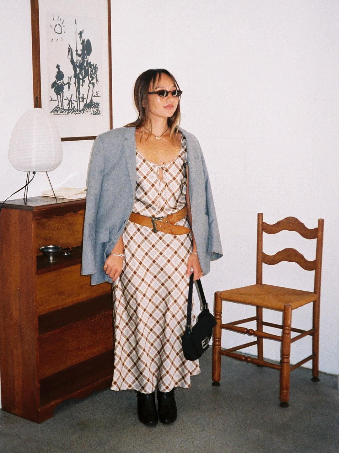 Tabitha Dress - Tan Plaid