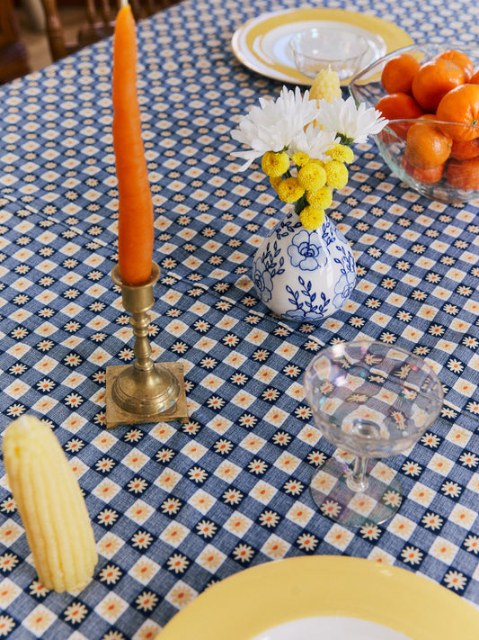 Tablecloth - Navy Daisy Gingham