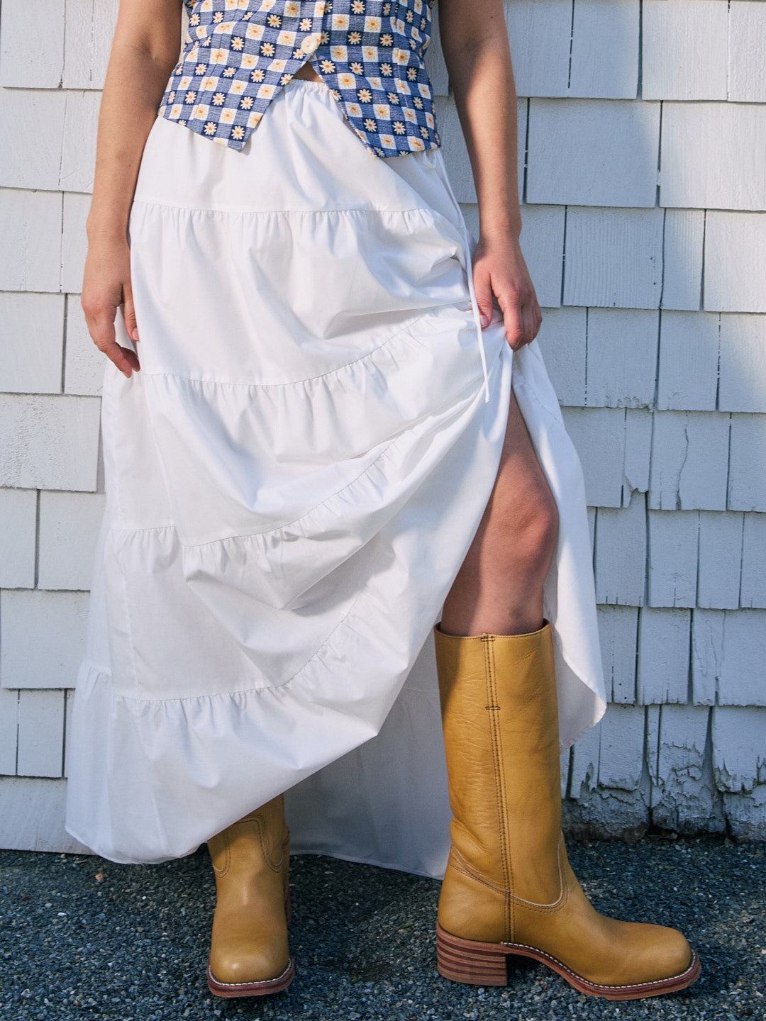 ●GENERAL IDEA●sheared layered long skirt_WHITE White Lace Long Skirt With Layered Detailing on Luulla