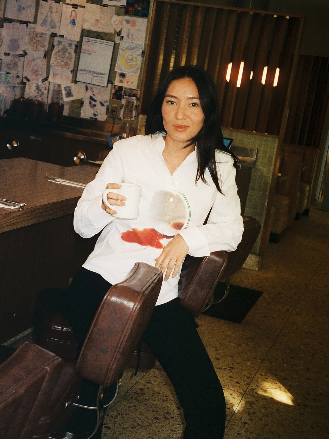 Frankie Button Down - Coffee Stain