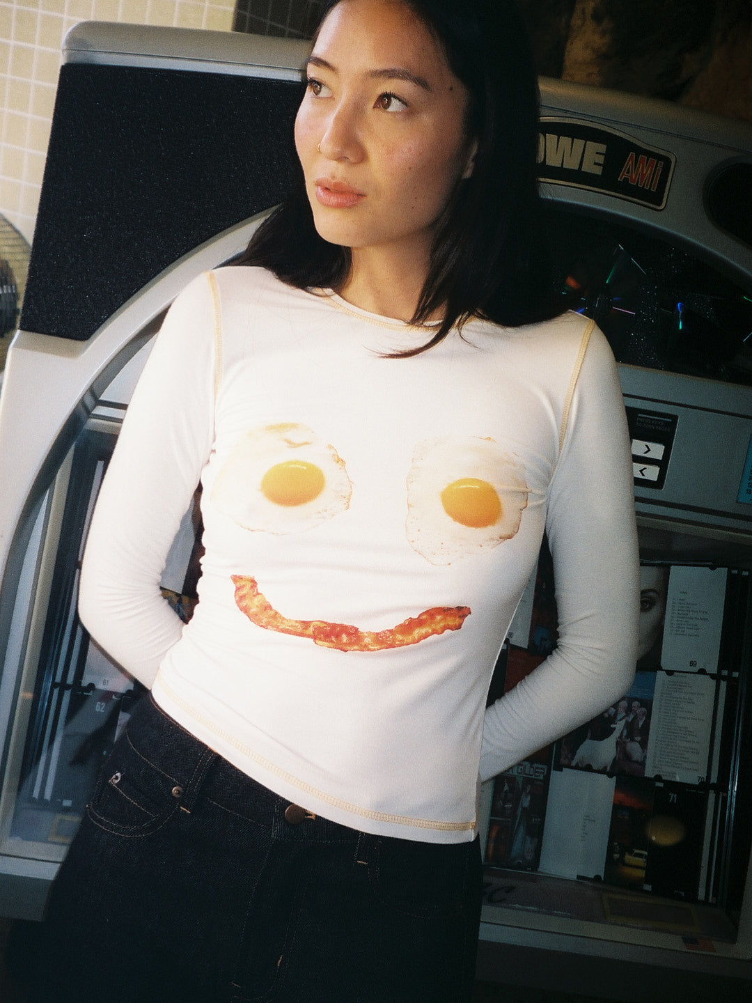 Midnight Breakfast Collector Fitted Long Sleeve - Smiley Face Breakfast