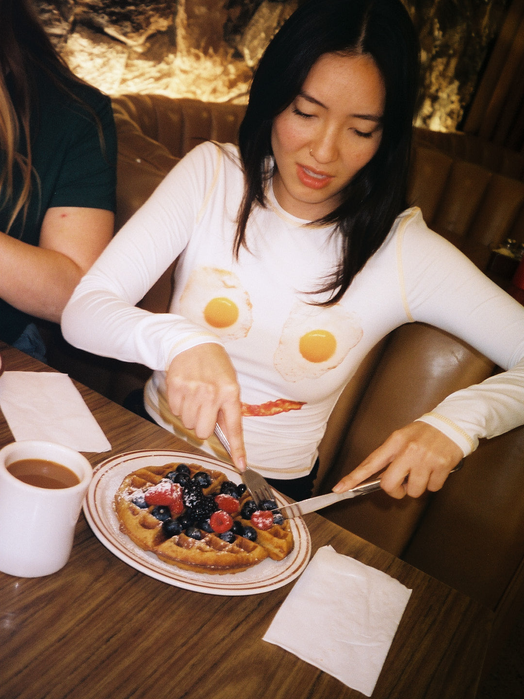 Midnight Breakfast Collector Fitted Long Sleeve - Smiley Face Breakfast