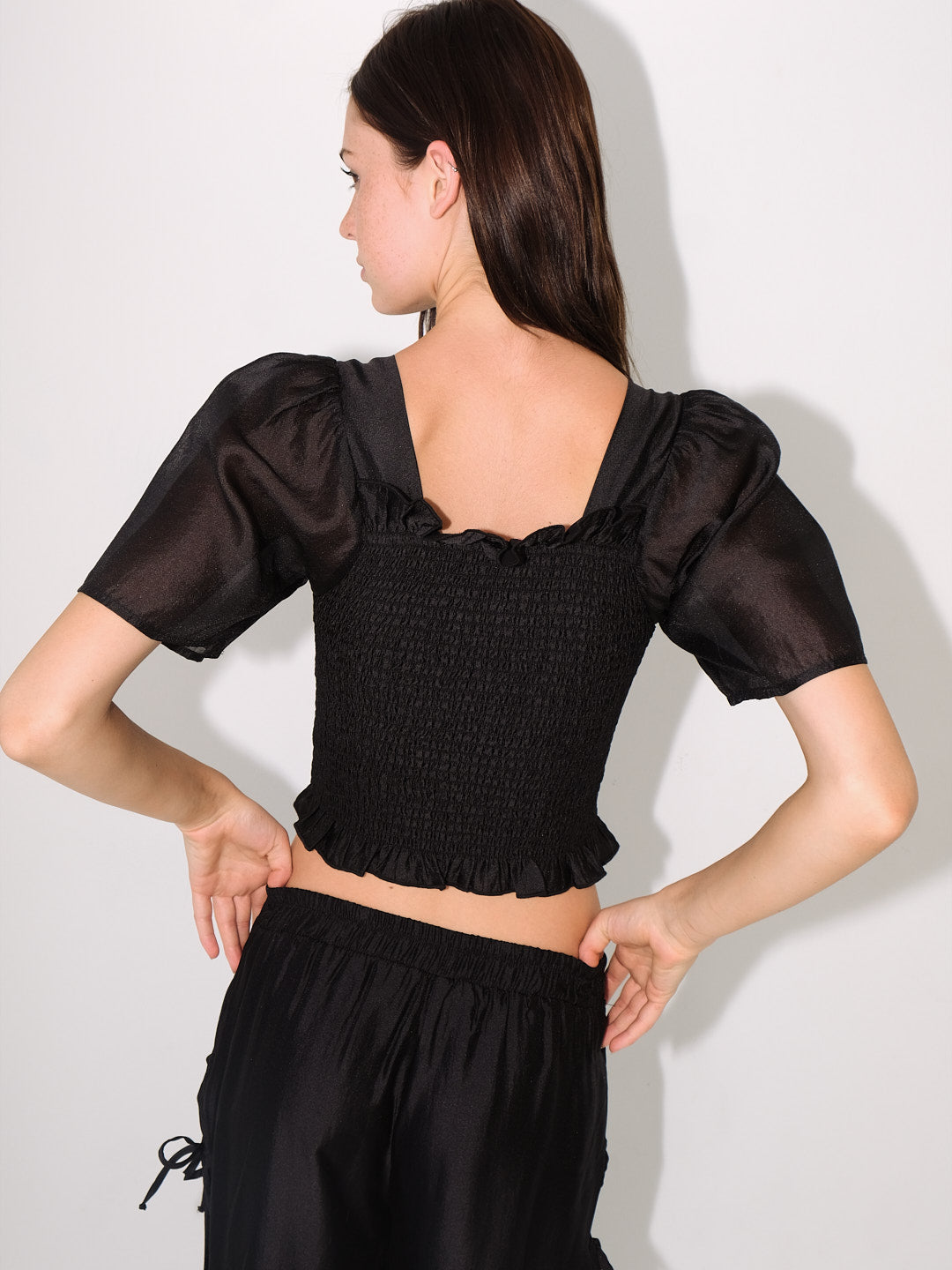 Toni Smocked Top - Black Organza – Lisa Says Gah
