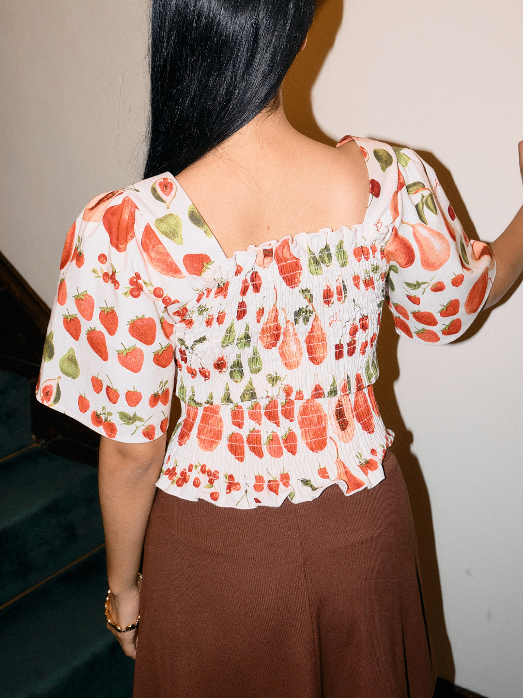 Toni Smocked Top - Fruit Print