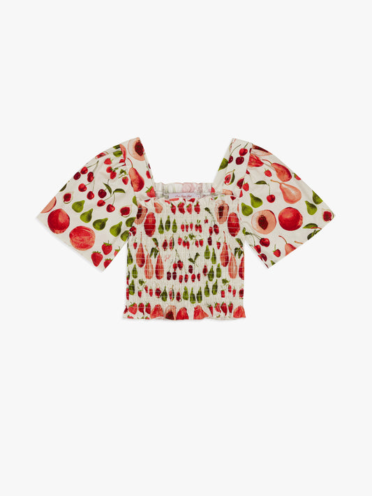 Toni Smocked Top - Fruit Print