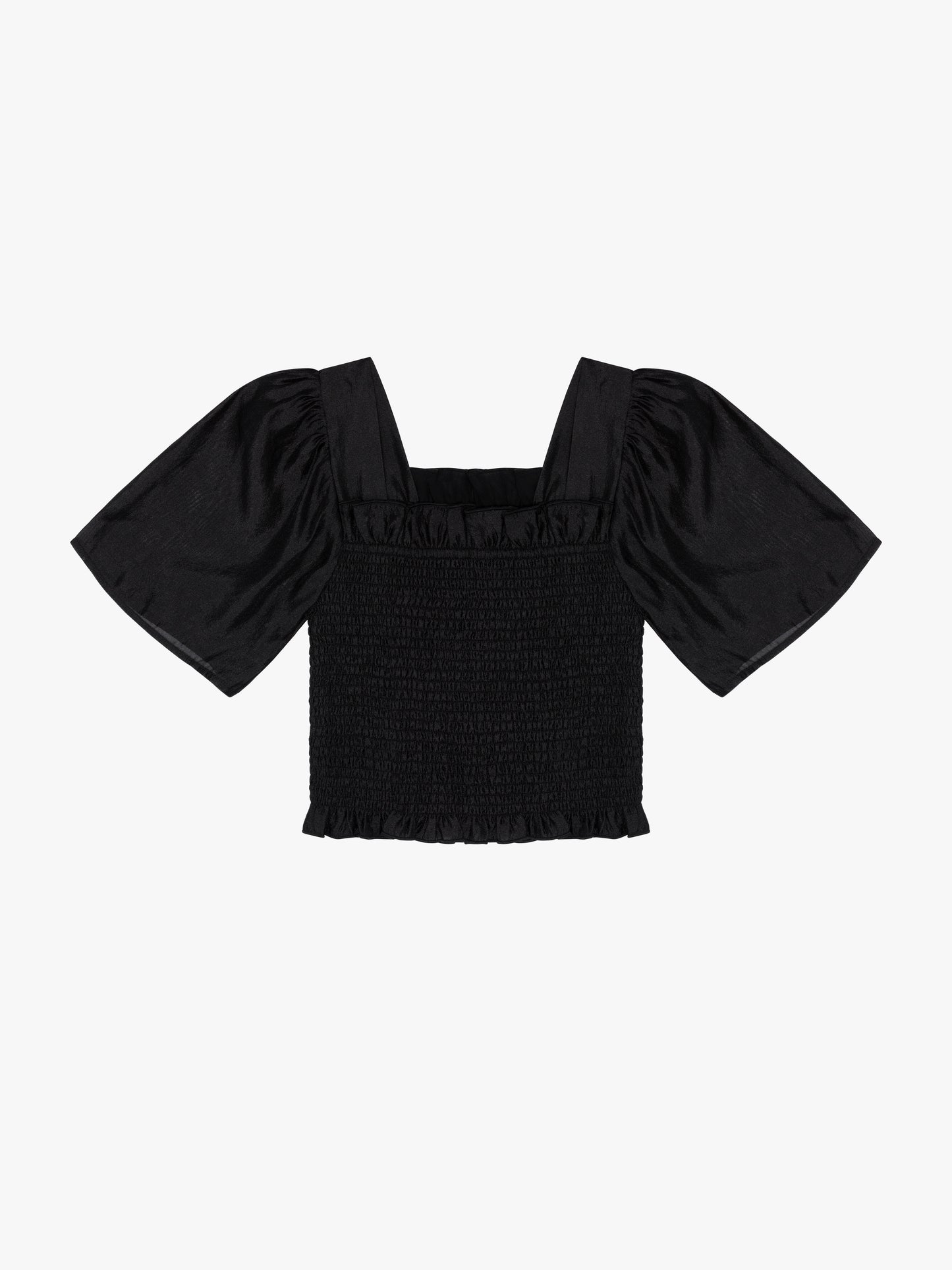 Toni Smocked Top - Black Organza