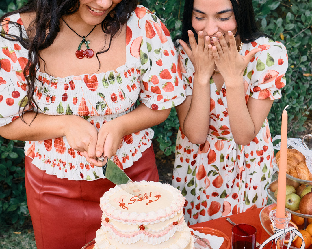Toni Smocked Top - Fruit Print