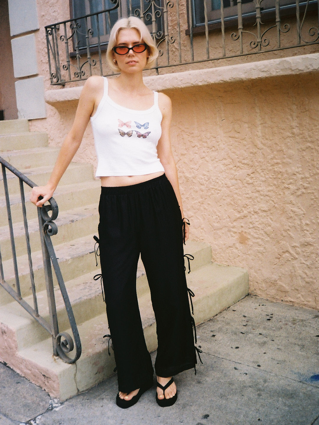 Evelyn Tie Pant - Black Organza