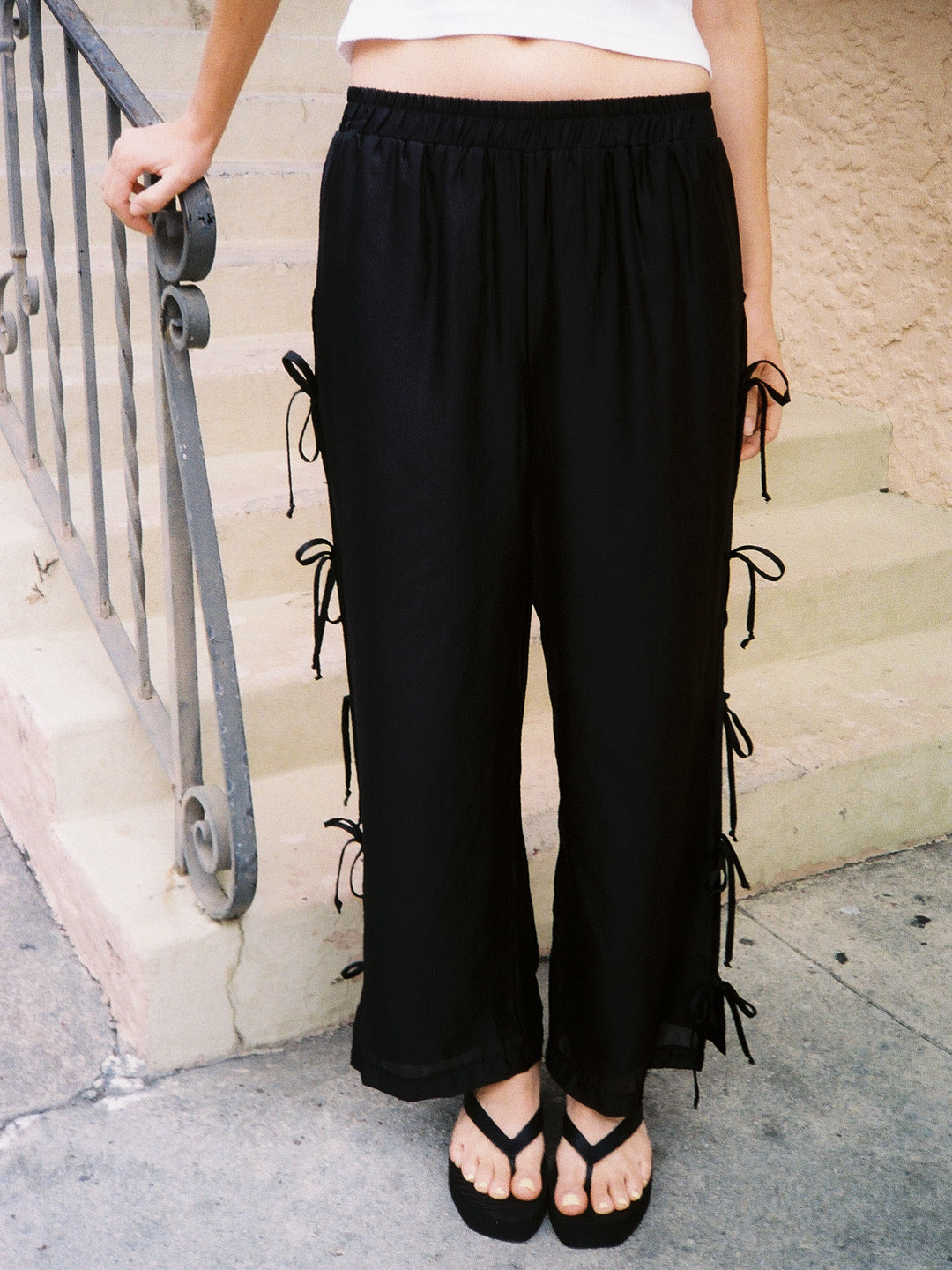 Evelyn Tie Pant - Black Organza