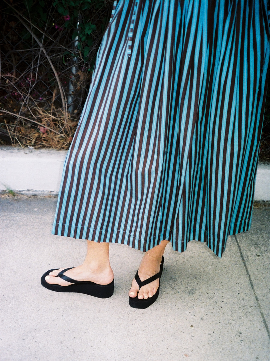 Angelina Midi Dress - Blue Chocolate Stripe