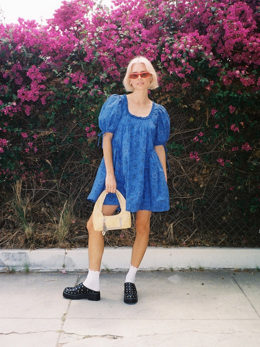 Meri Mini Dress - Blue Paisley