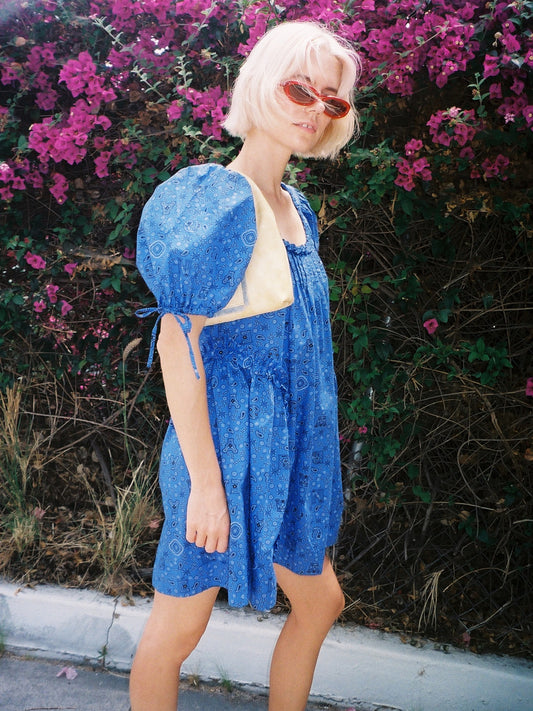 Meri Mini Dress - Blue Paisley