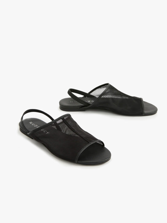 Erin Mesh Slingback Sandal - Black