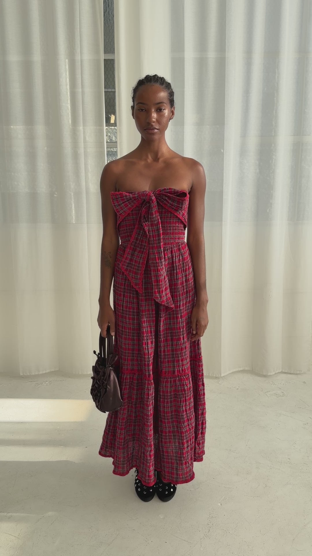 Mia Midi Dress - Red Check