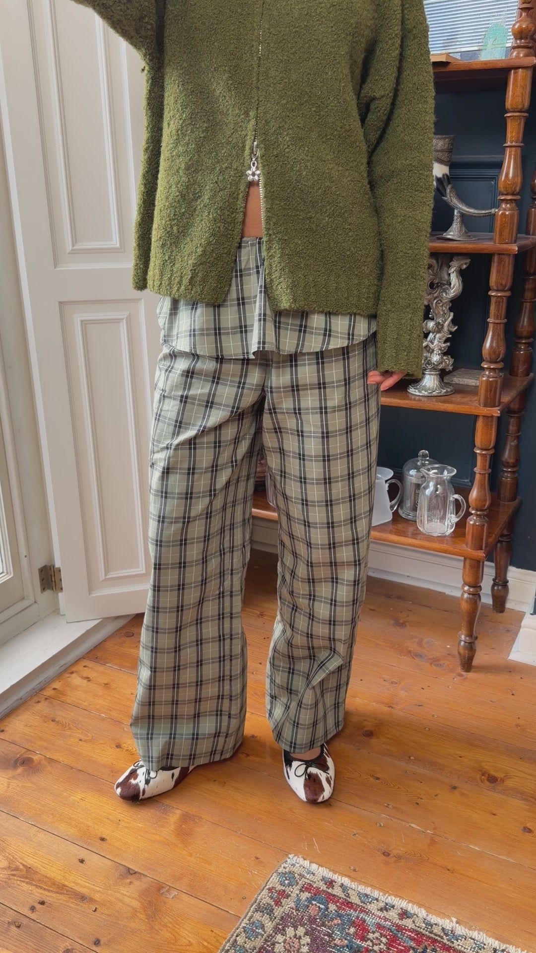 Renee Pant - Moss Plaid