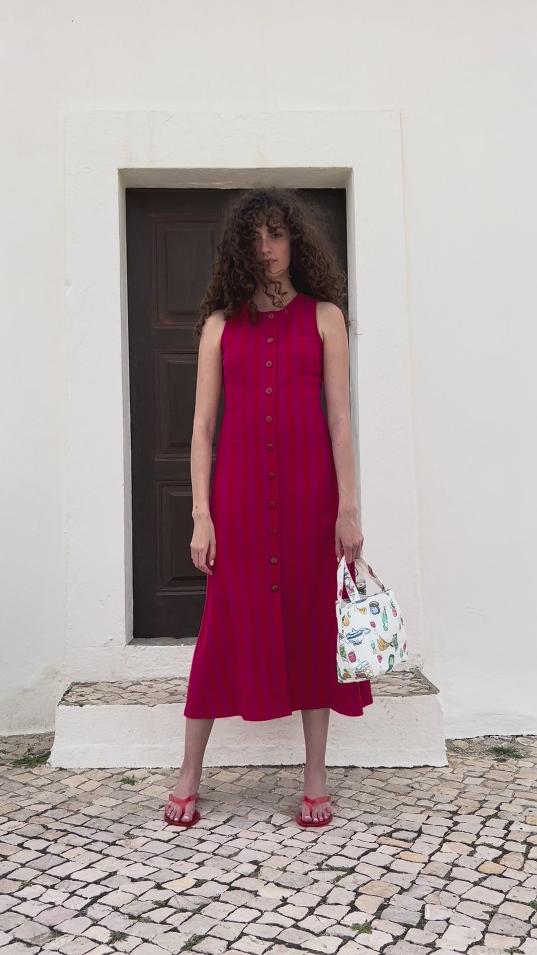 Manon Midi Dress - Raspberry Stripe