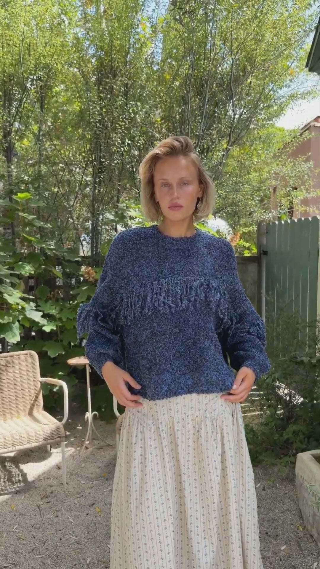 Rowena Fringe Sweater - Salt & Pepper
