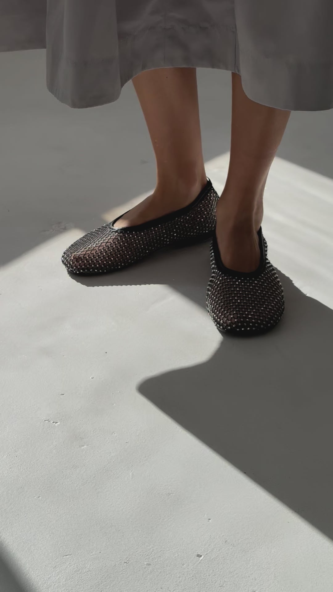 Lorain Mesh Glow Black Leather Ballet Flats - Black – Lisa