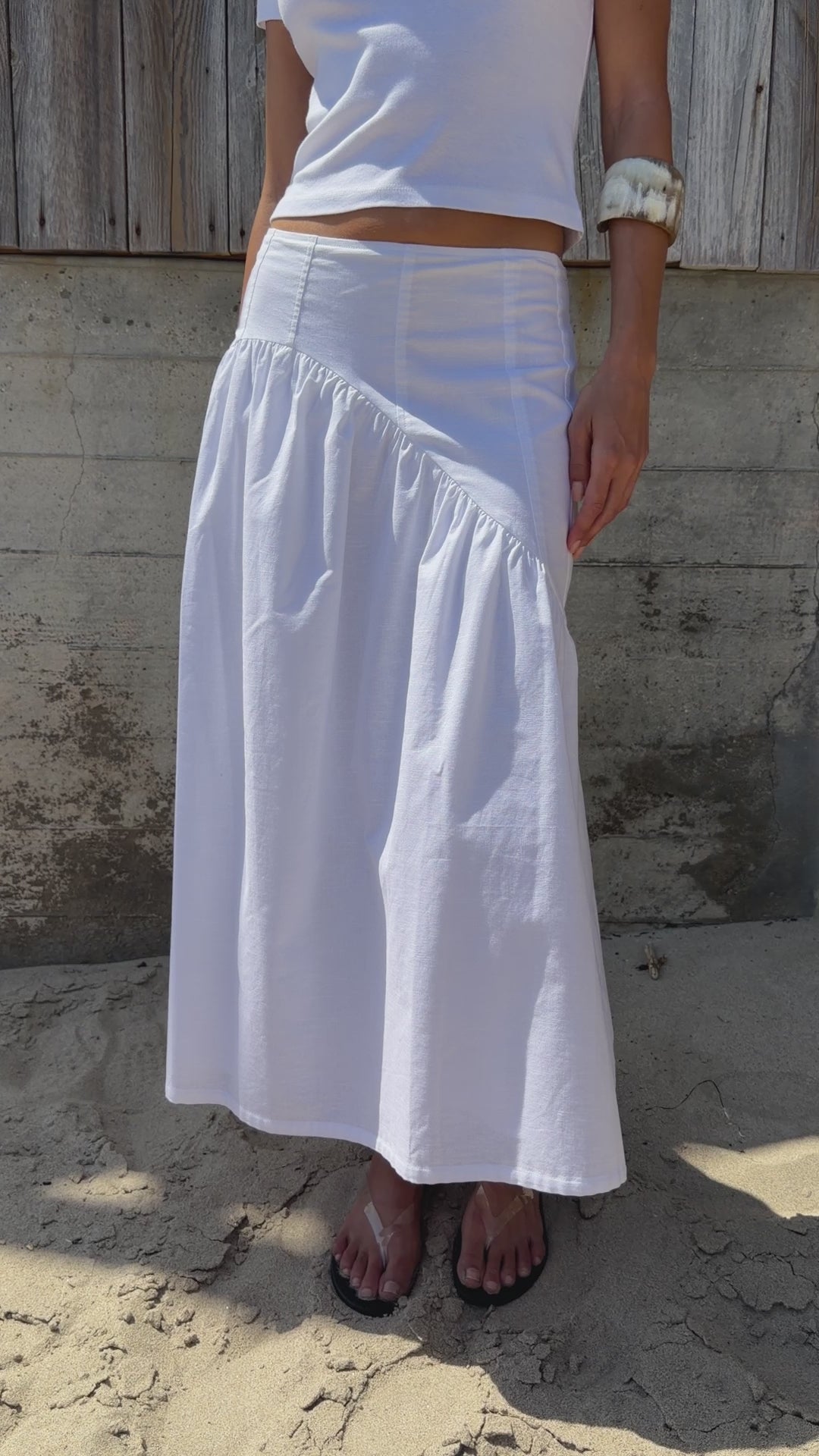 Maeve Midi Skirt - White Linen
