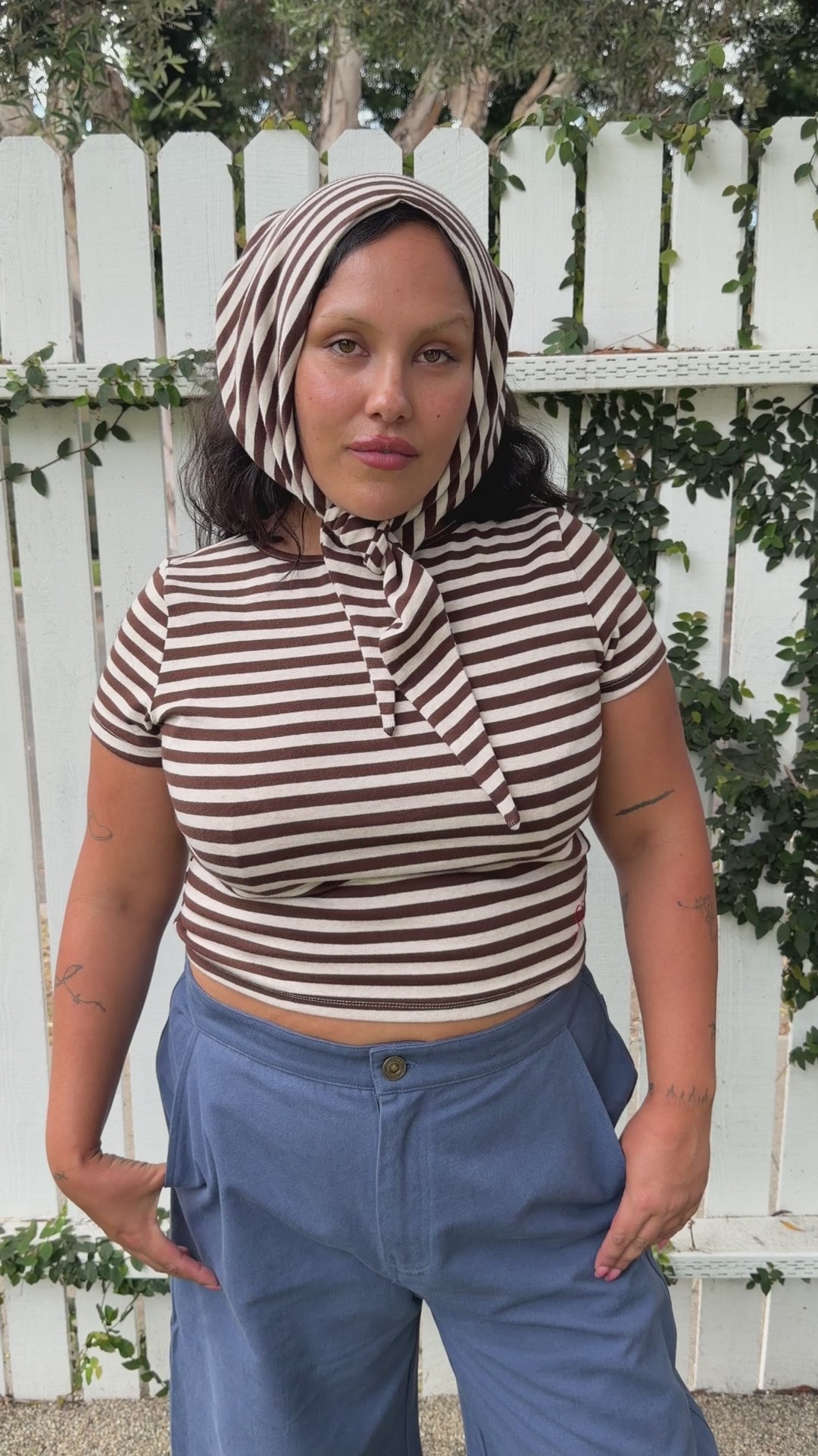 Jude Handkerchief Top - Chocolate Stripe