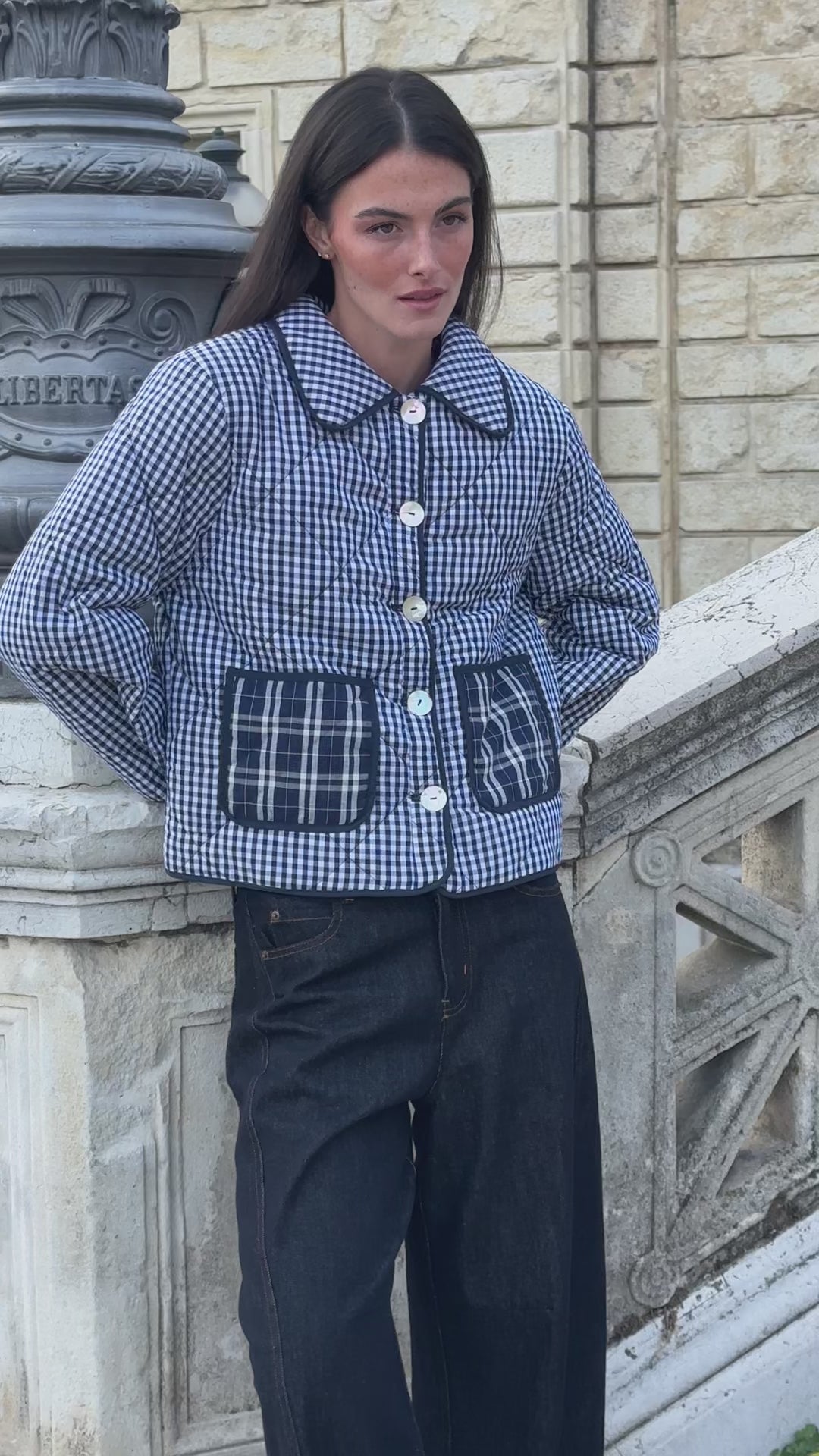 Lyra Quilted Jacket - Midnight Check Mix – Lisa Says Gah