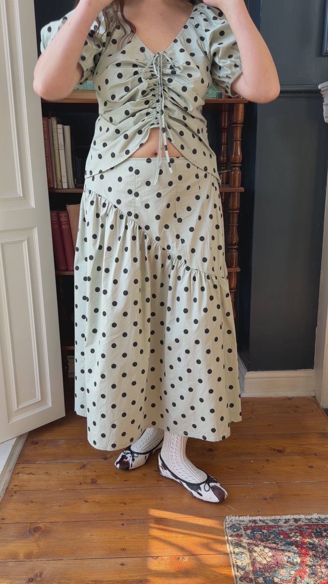 Maeve Midi Skirt - Mint Chip Dot