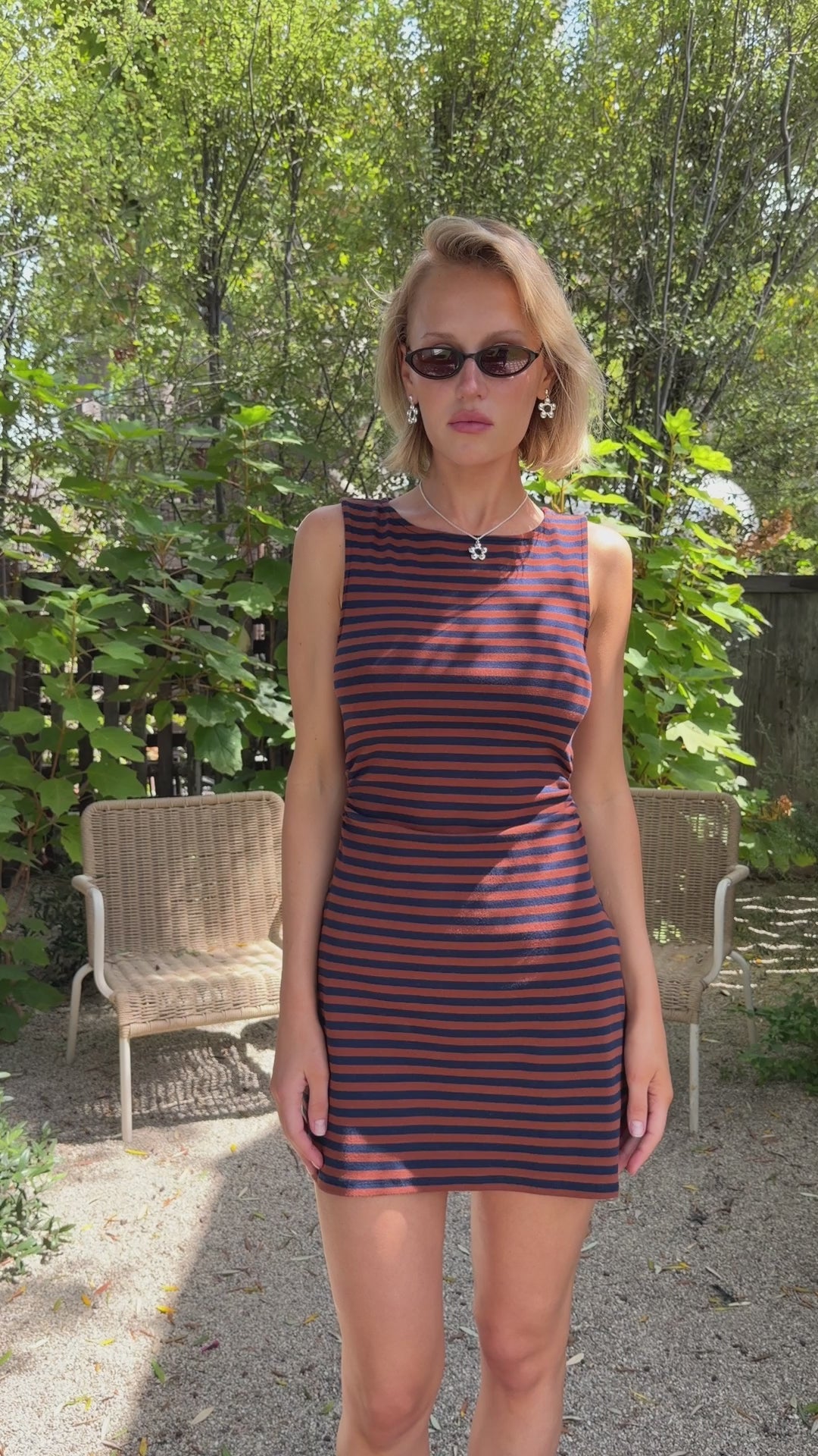 Cindy Dress - Tobacco Stripe