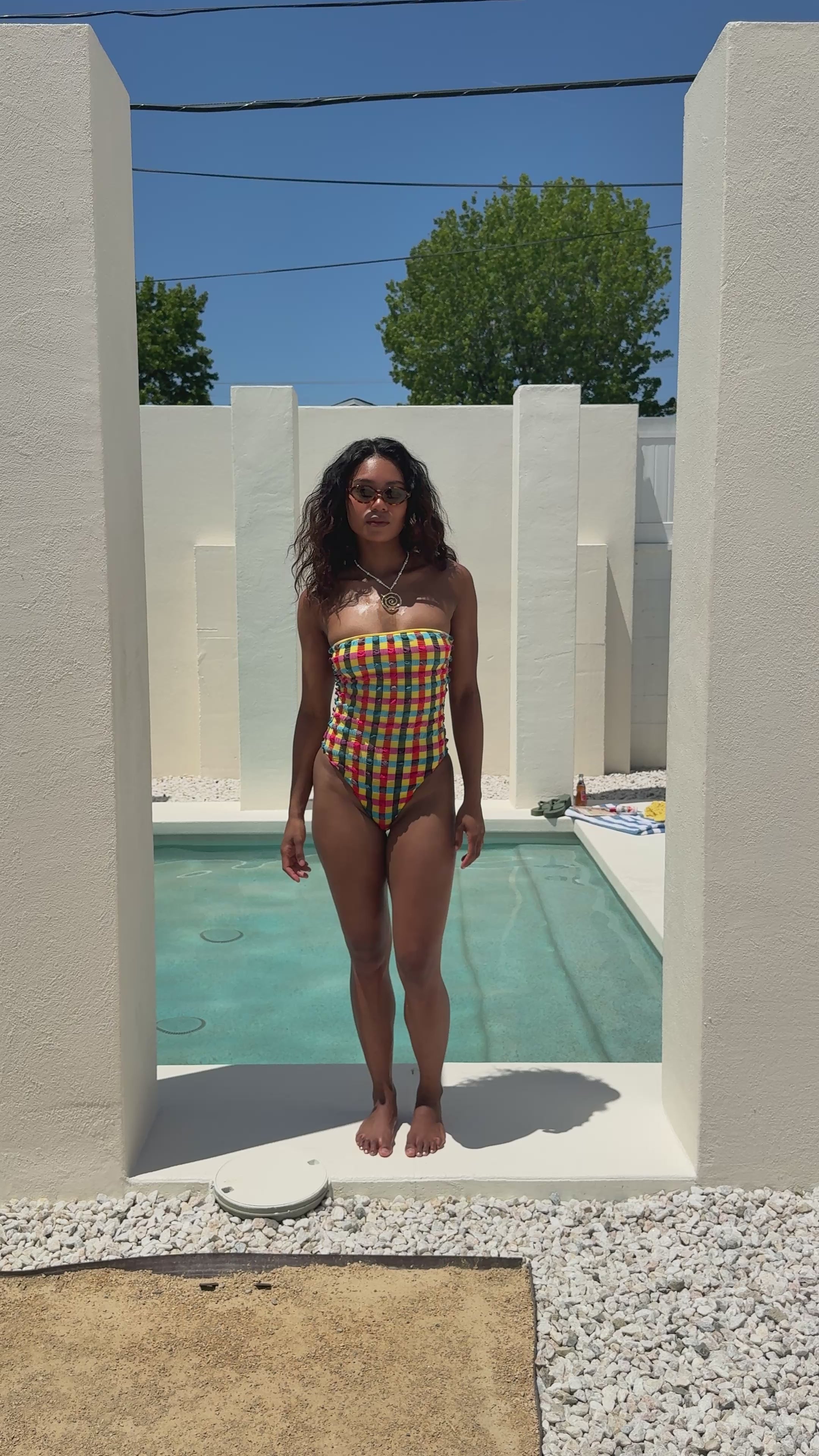 ꕤ Aidelaꕤ Estela Seersucker Swimsuit - Multi Gingham – Lisa Says Gah