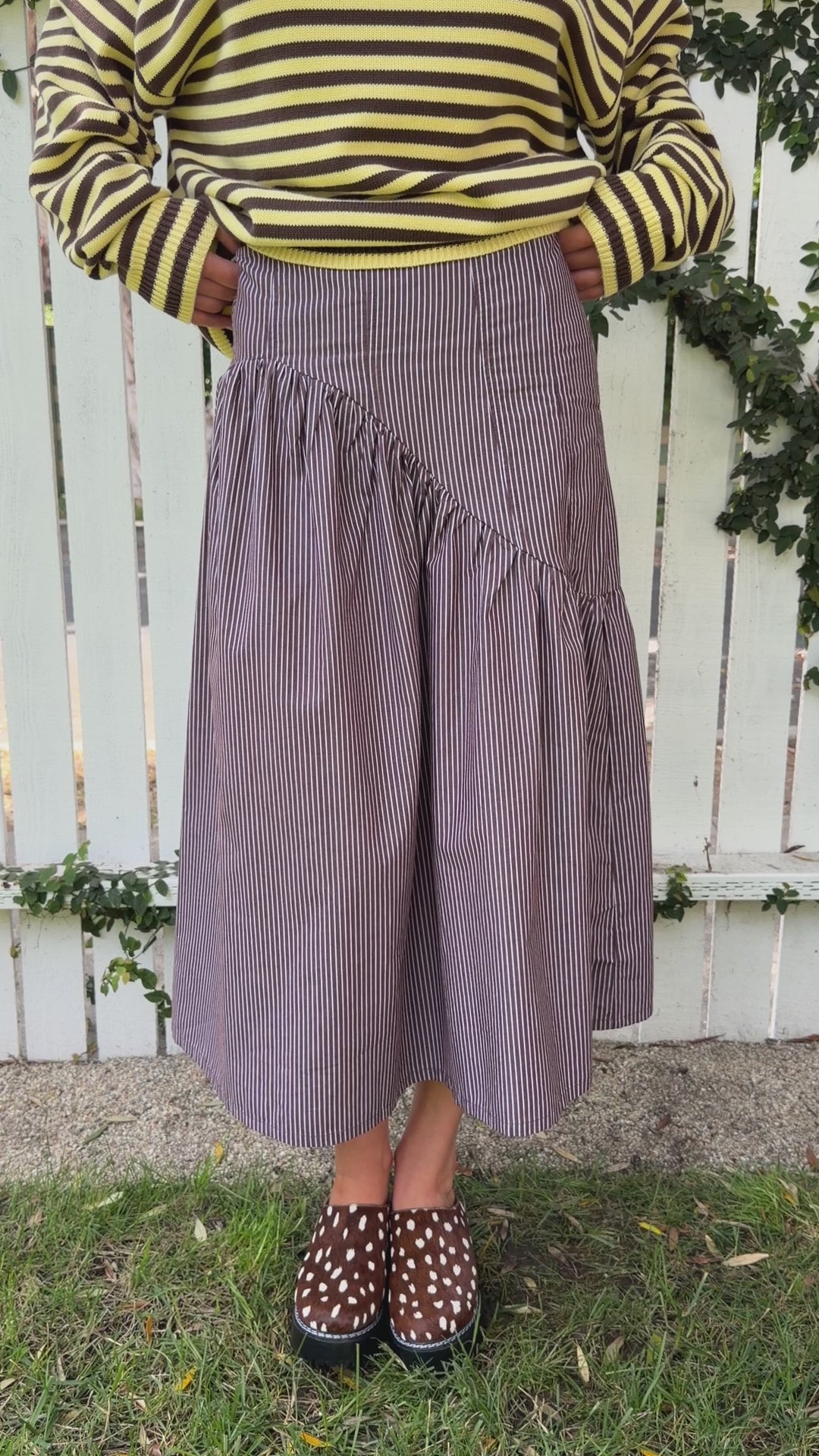 Maeve Midi Skirt - Saddle Stripe