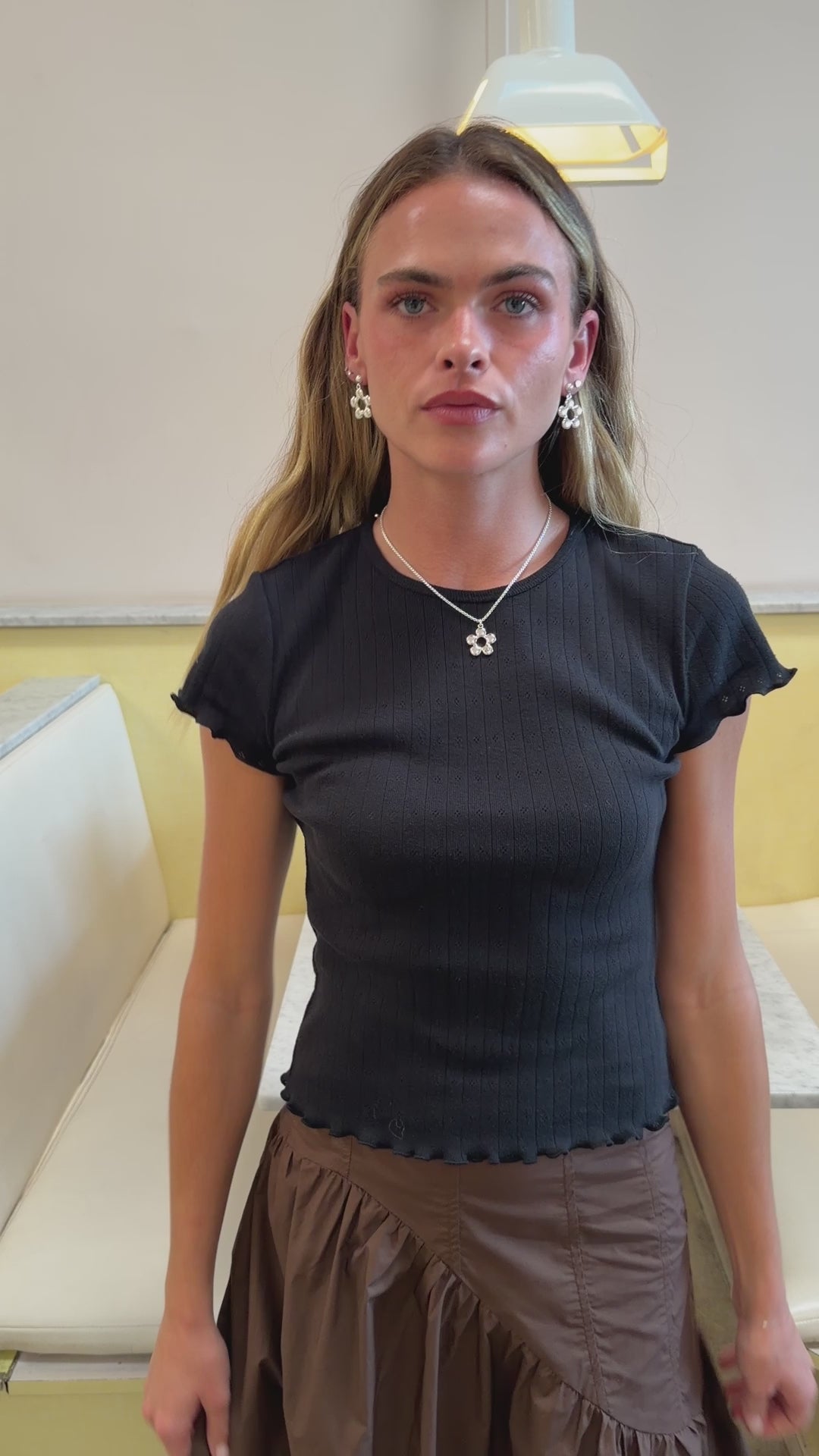Amber Tee - Black Pointelle