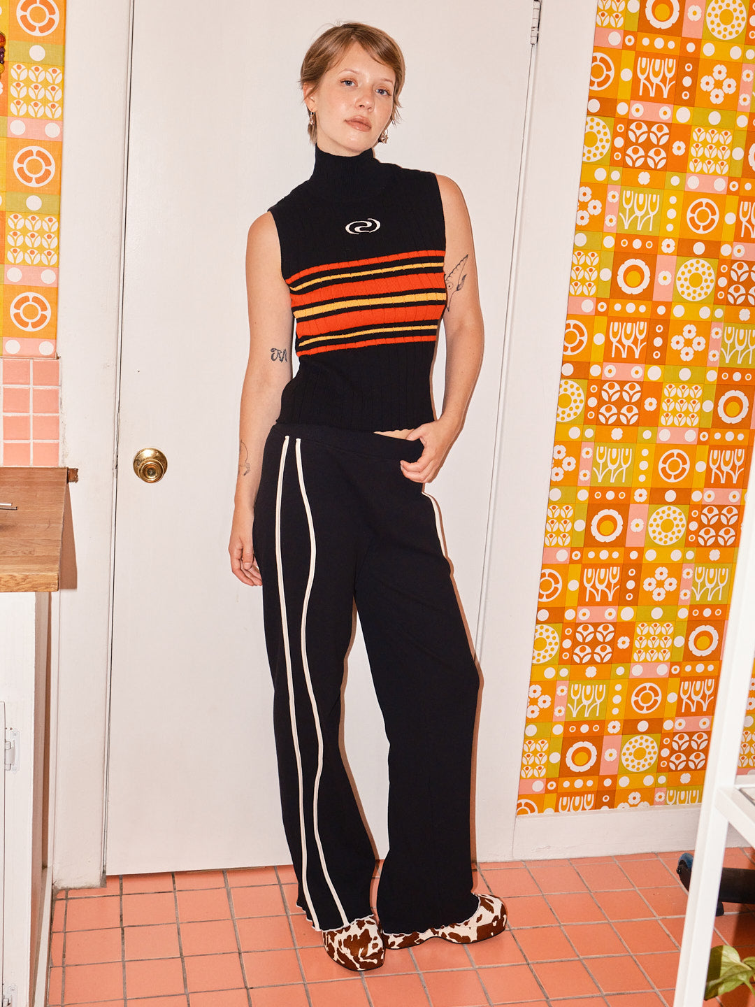 Ciara Side Stripe Pant - Black
