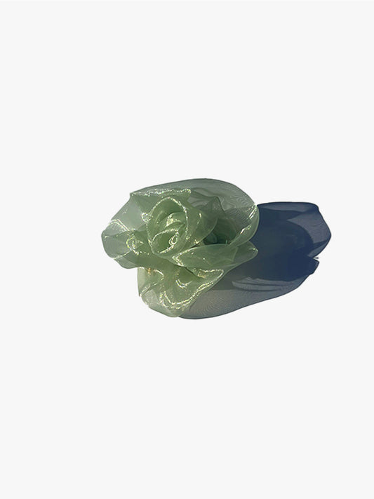 Organza Rose Clip - Sage Green