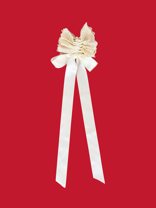 Eyelet Peplum Scrunchie - Ivory