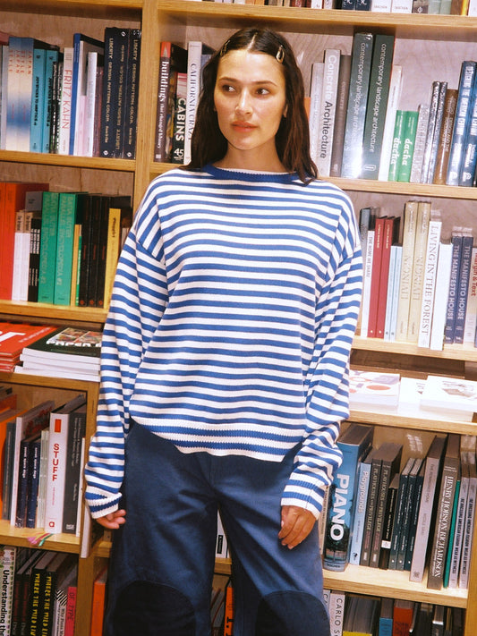 "I Can't Believe it's Not Vintage" Crewneck - Blue Stripe