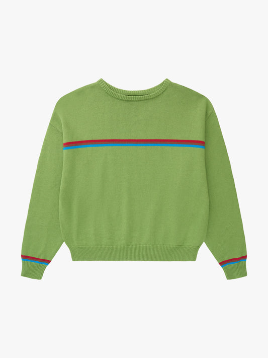 "I Can't Believe it's Not Vintage" Crewneck - Moss Athletic Stripe