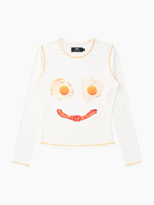 Midnight Breakfast Collector Fitted Long Sleeve - Smiley Face Breakfast
