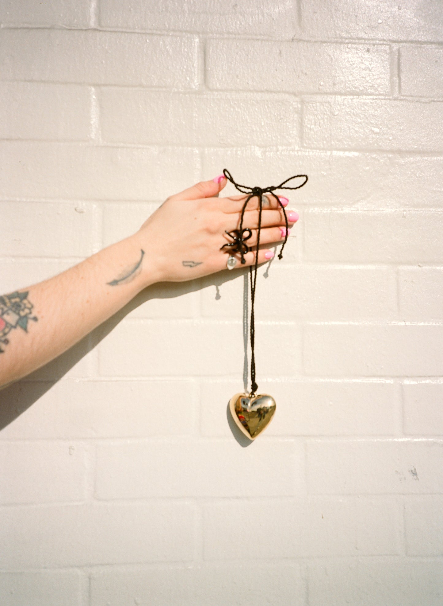Puffy Heart Necklace - Gold/Black