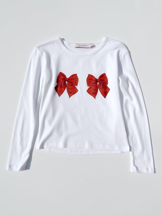 Dana Long Sleeve Tee - White/Bows