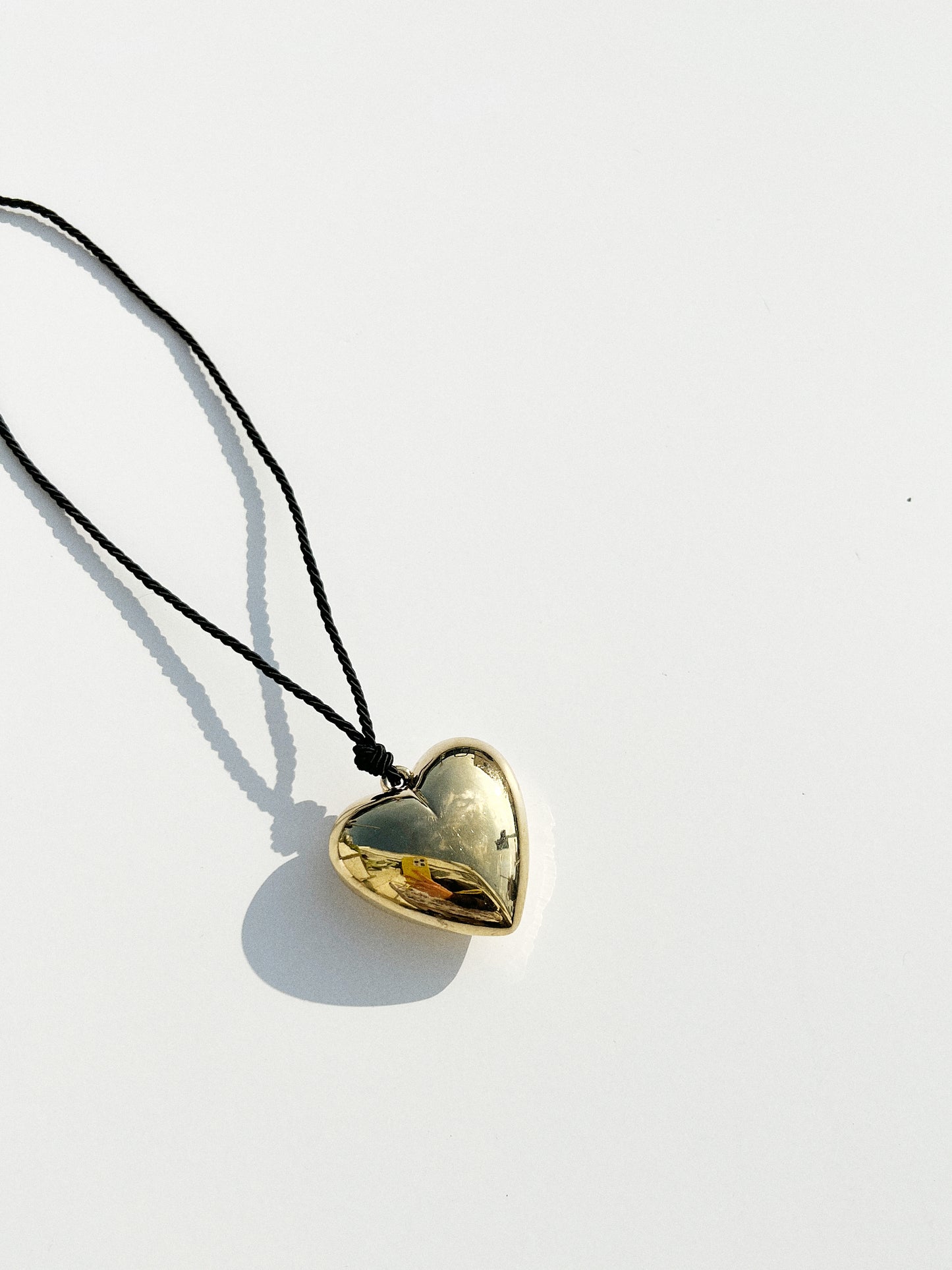 Puffy Heart Necklace - Gold/Black