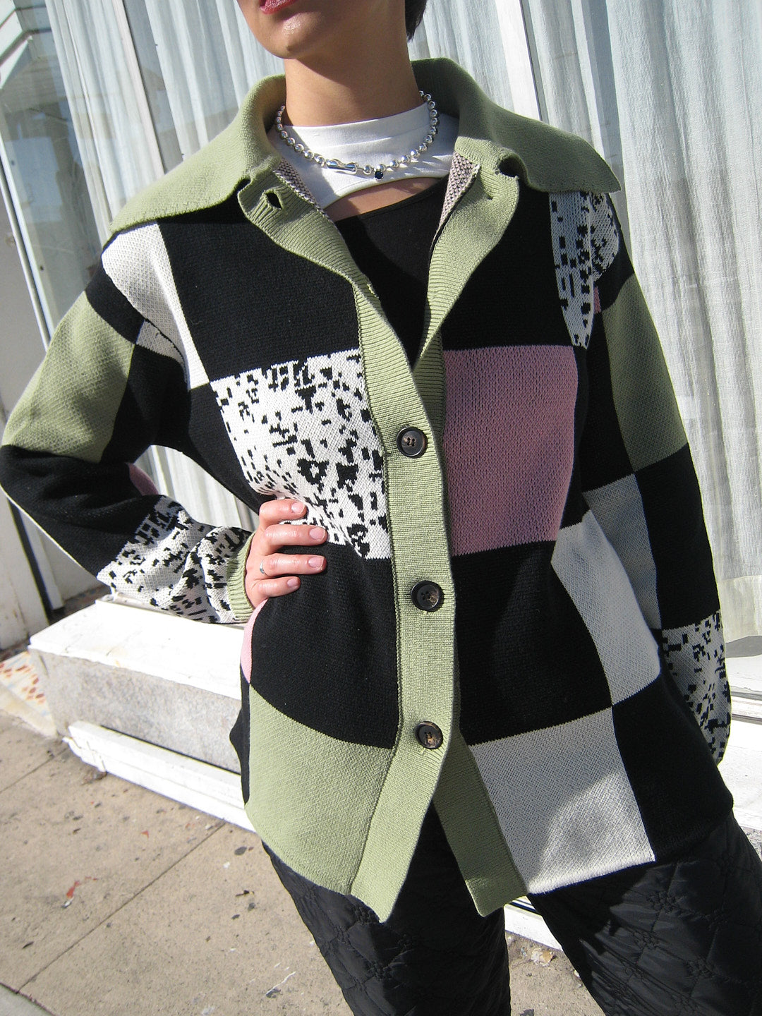 Knitted Shacket - Multi Check Knit