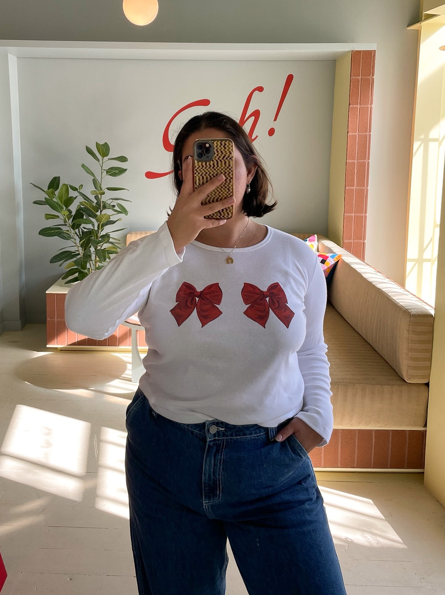 Dana Long Sleeve Tee - White/Bows