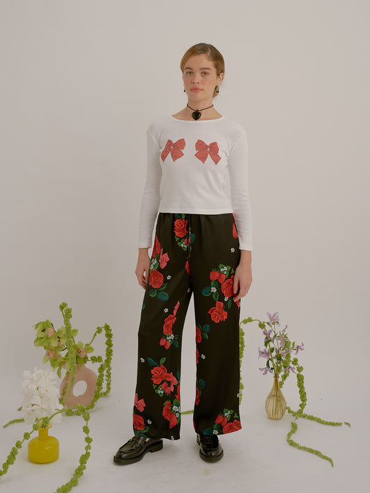 Dana Long Sleeve Tee - White/Bows