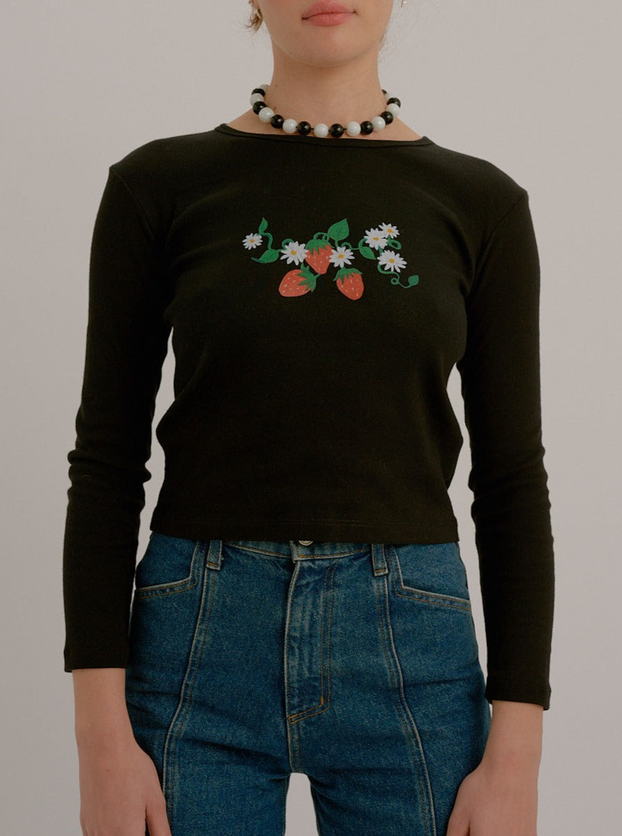 Dana Long Sleeve Tee - Black/Strawberry